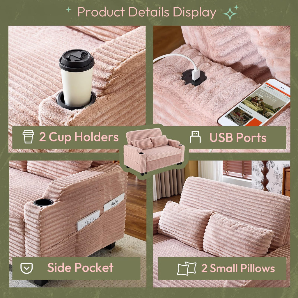 Loveseat Sleeper Sofa Couch with Pull Out Chair Bed L14480