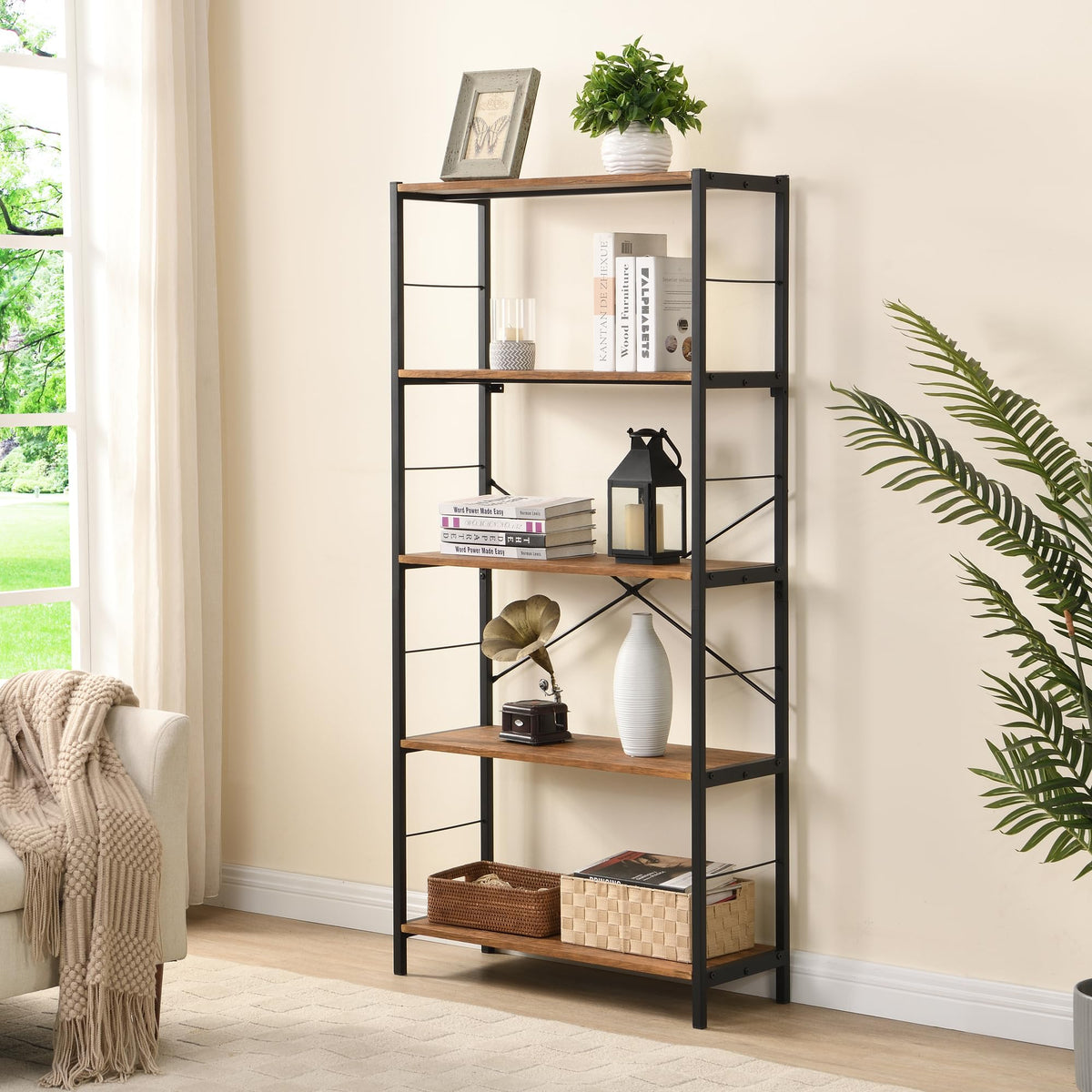 5 Tier Bookshelf with Coffee Shelves F58734