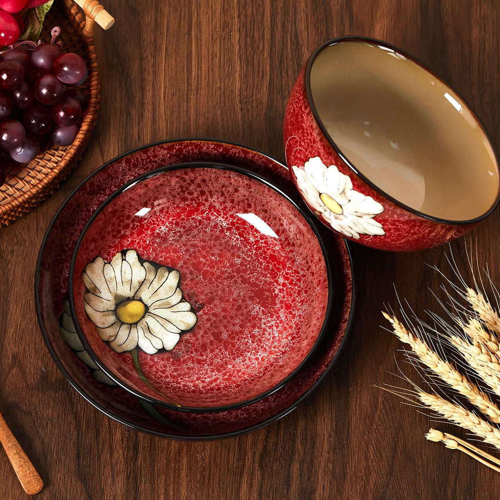 12 Pcs Floral Ceramic Dinnerware Set for 4 S385103