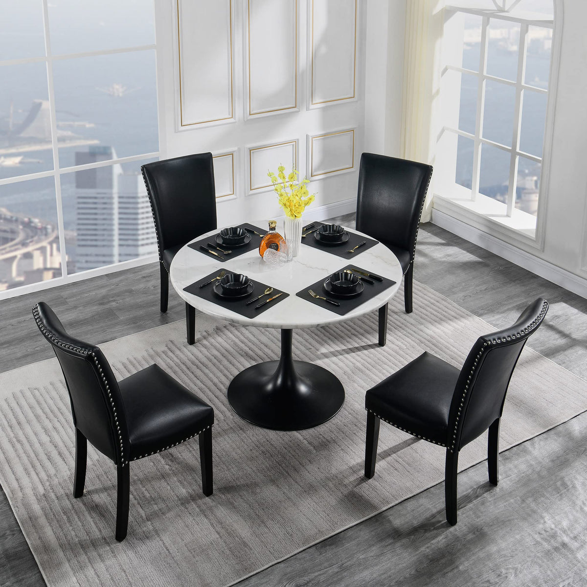 Black PU Dining Chairs Set of 6 P326316