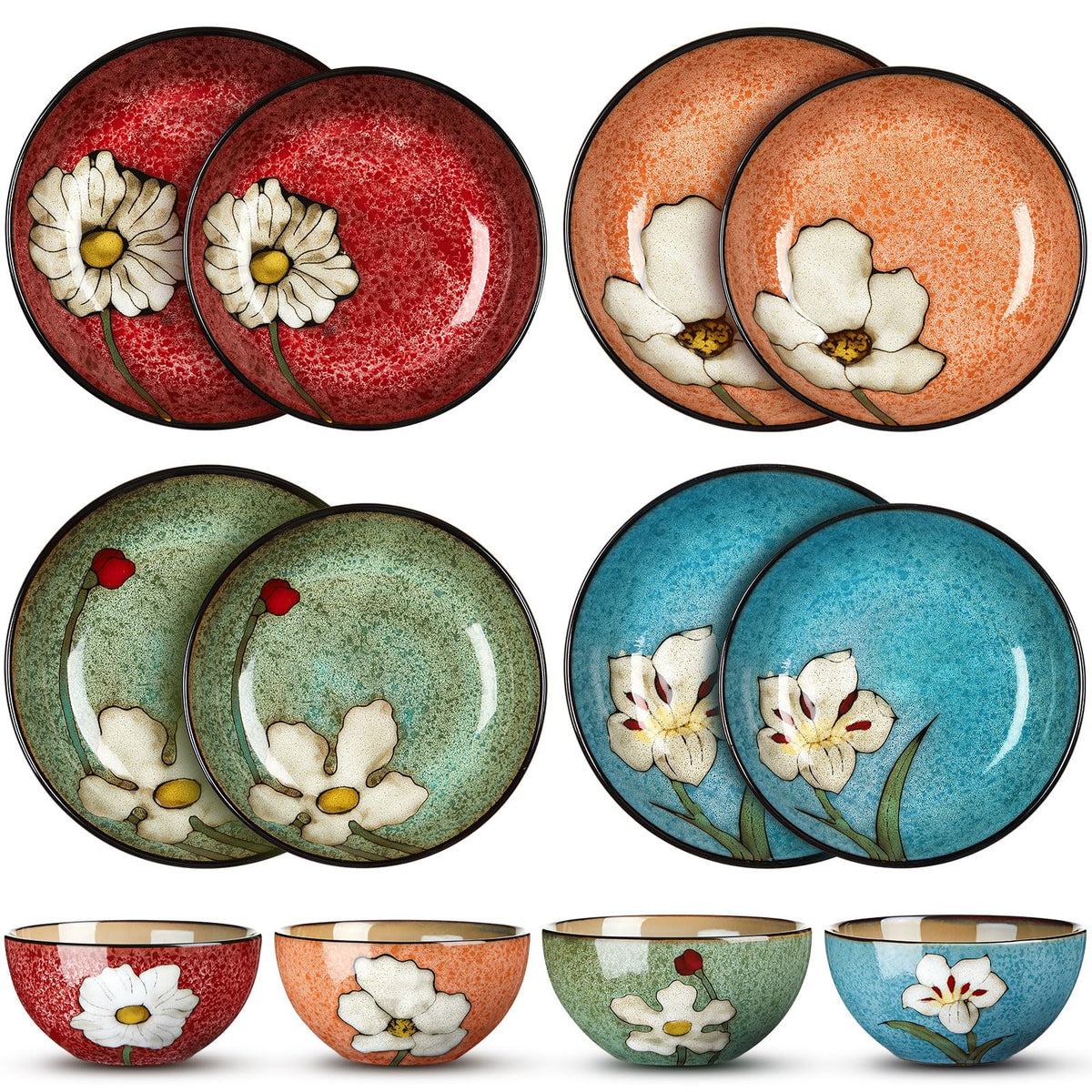 12 Pcs Floral Ceramic Dinnerware Set for 4 S385103