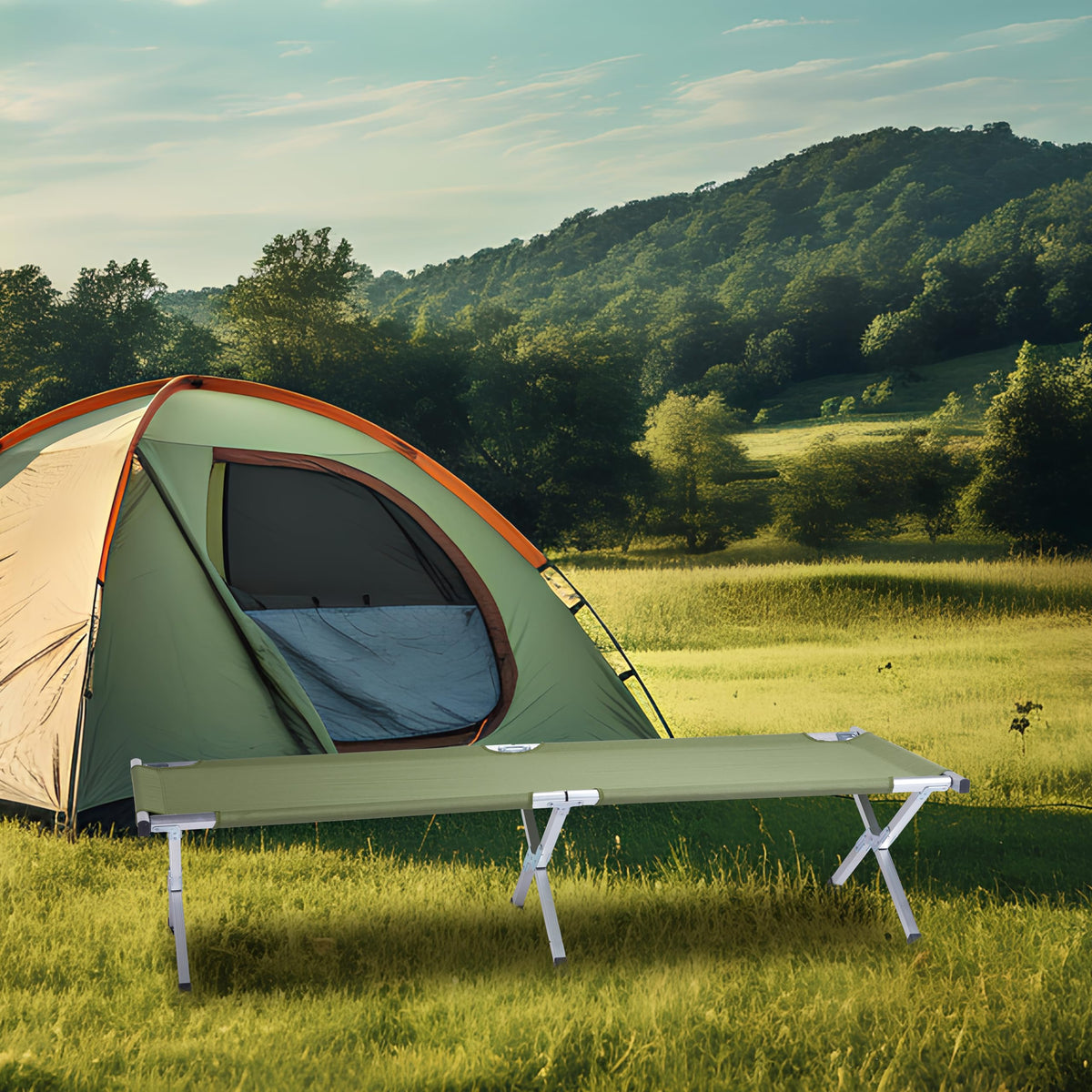 25" Wide Folding Camping Cot with Carry Bag S963140