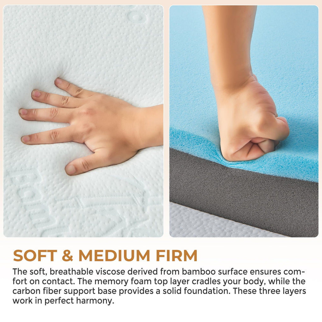 4 Inch Full Size Foldable Memory Foam Trifold Mattress K8111