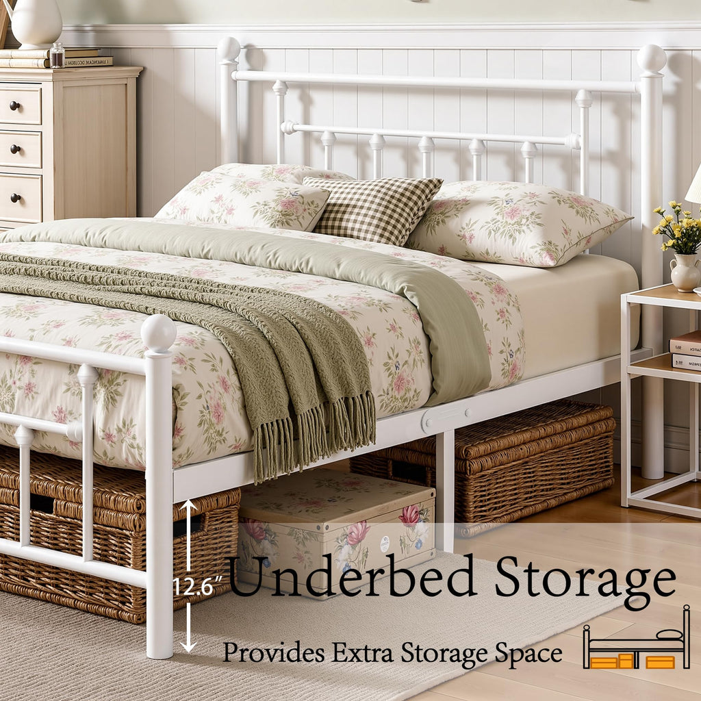 Full Size Metal Platform Bed Frame with Headboard and Footboard P4420