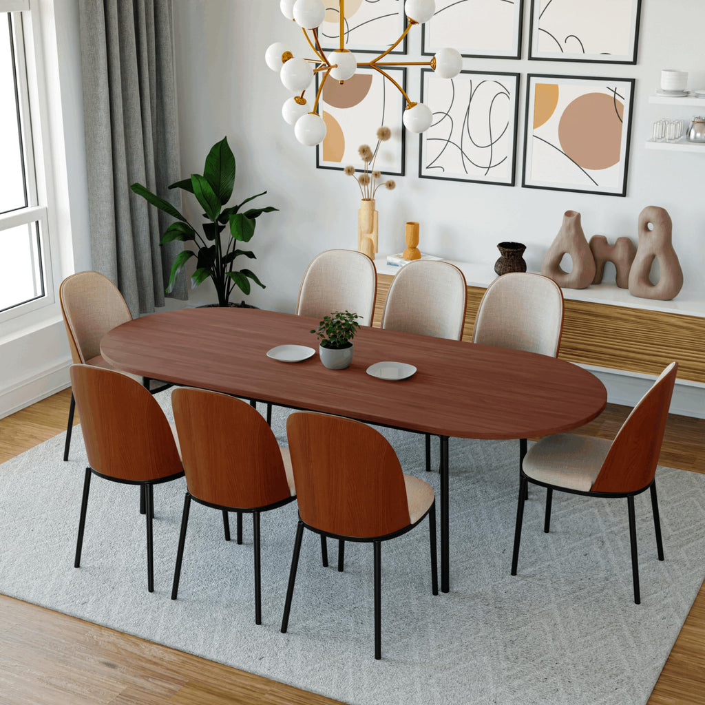 9-Piece Dining Set with 8 Chairs and Oval Table O302