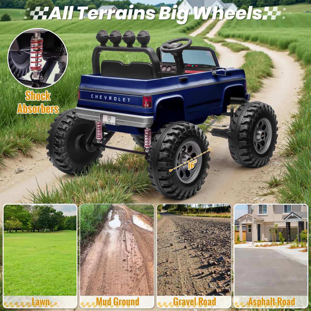 24V Blue 4WD Ride on Monster Truck Car U990605