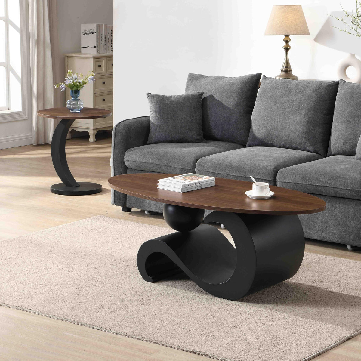 Black Walnut Coffee Table Set of 2 F357