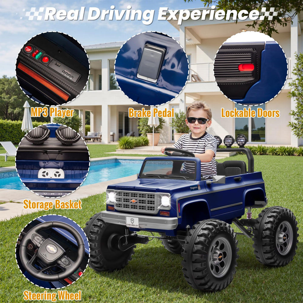 24V Blue 4WD Ride on Monster Truck Car U990605